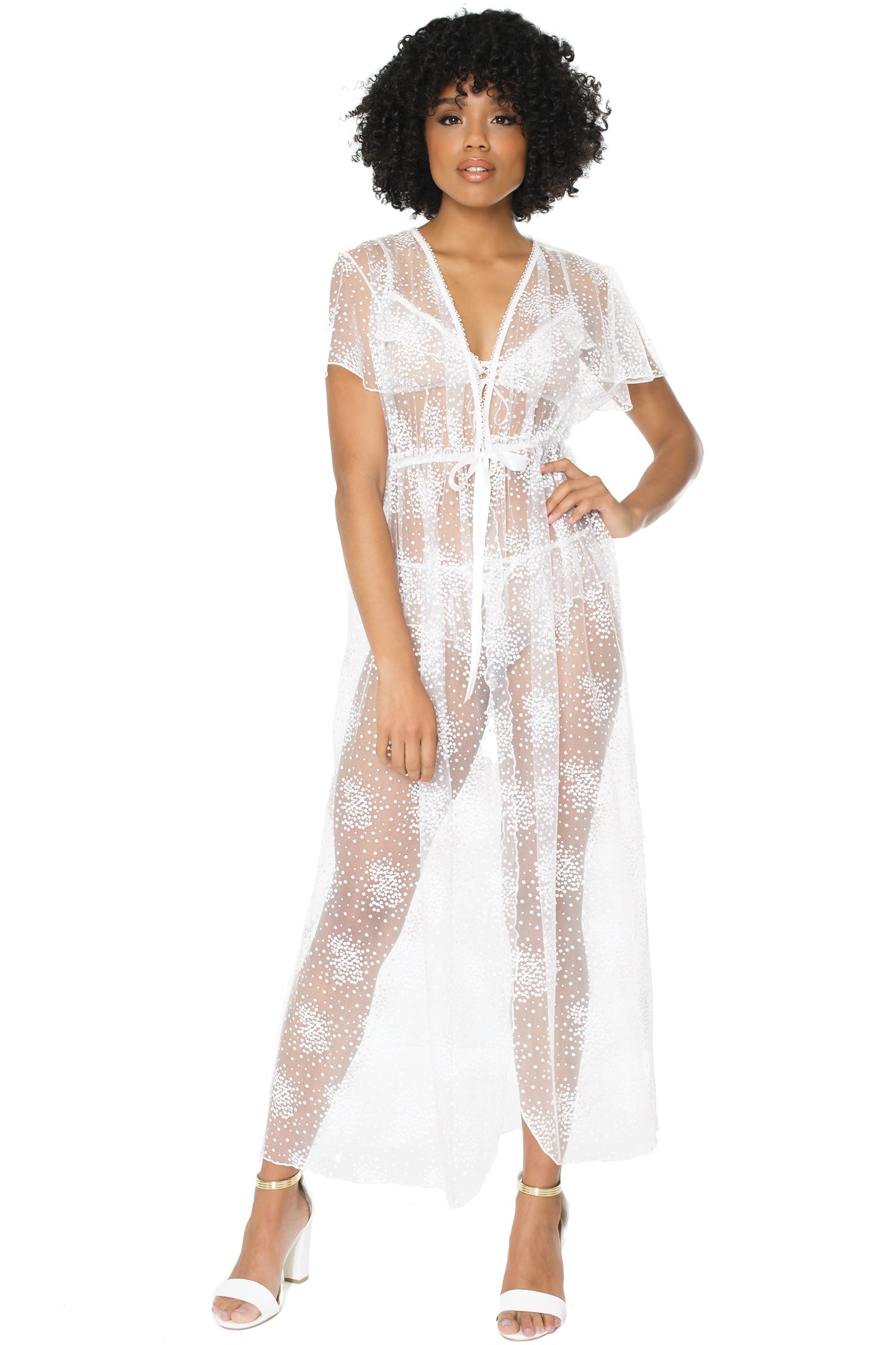 Mesh Robe In White - Coquette - BraTopia