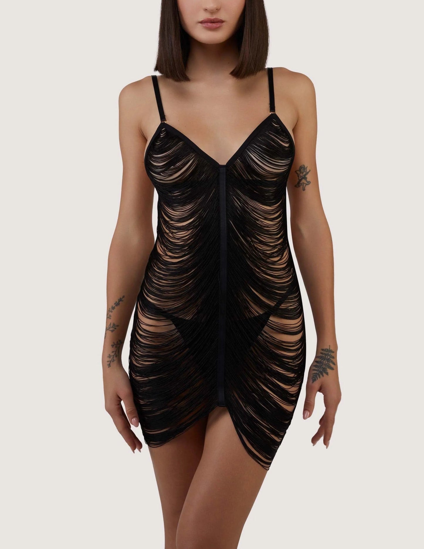 Kiera Fringe Dress In Black - Playful Promises - BraTopia