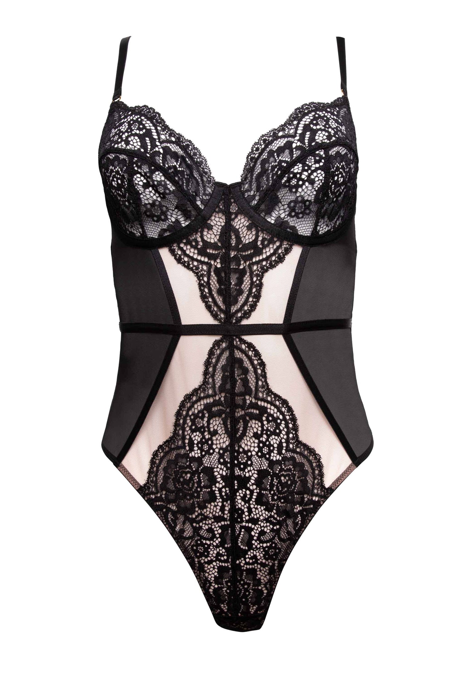 Ariana Lace Underwired Body In Black - Wolf & Whistle - BraTopia