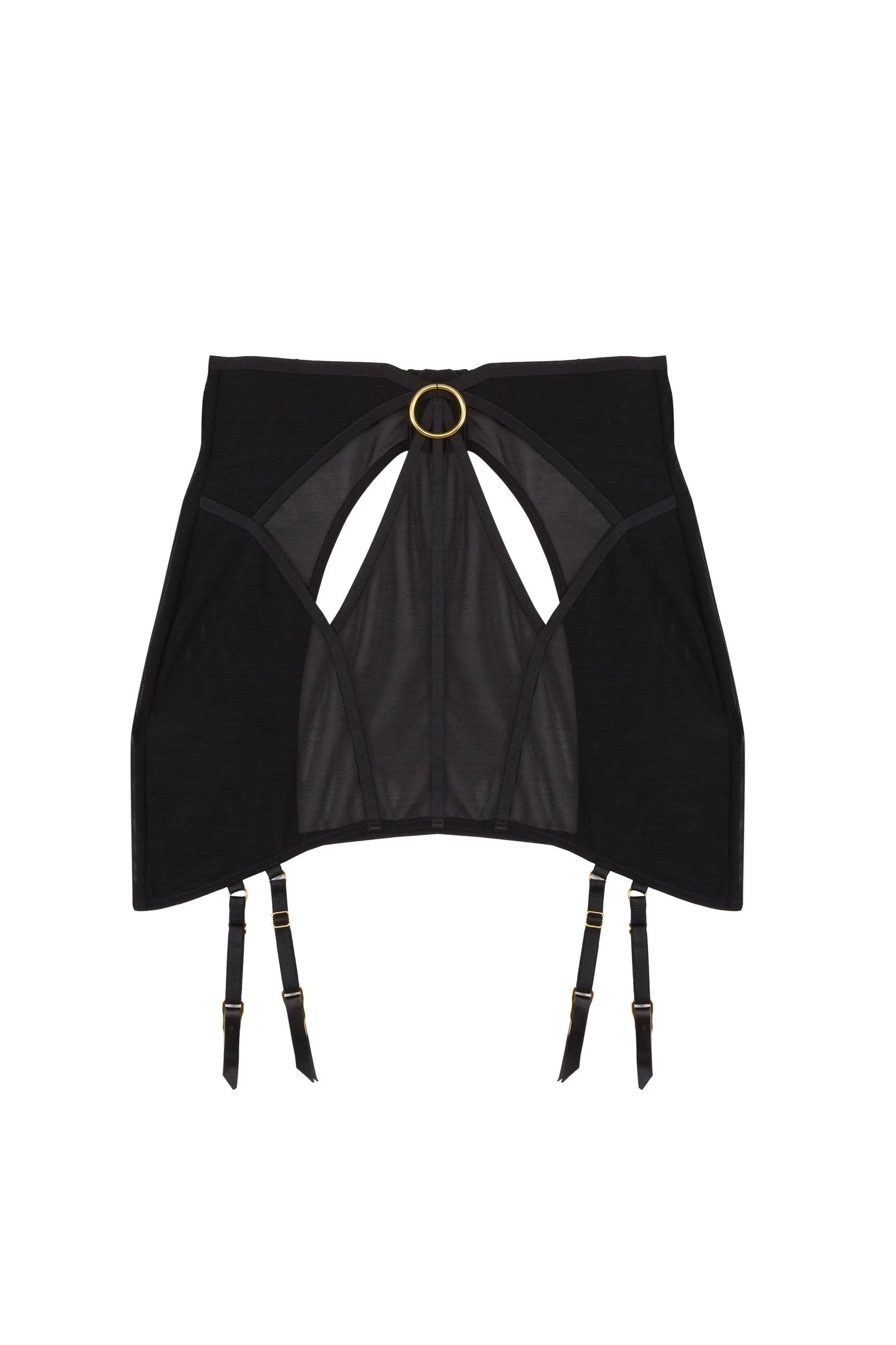 Emilia Mesh Cut Out Double Ring Girdle In Black - Wolf & Whistle