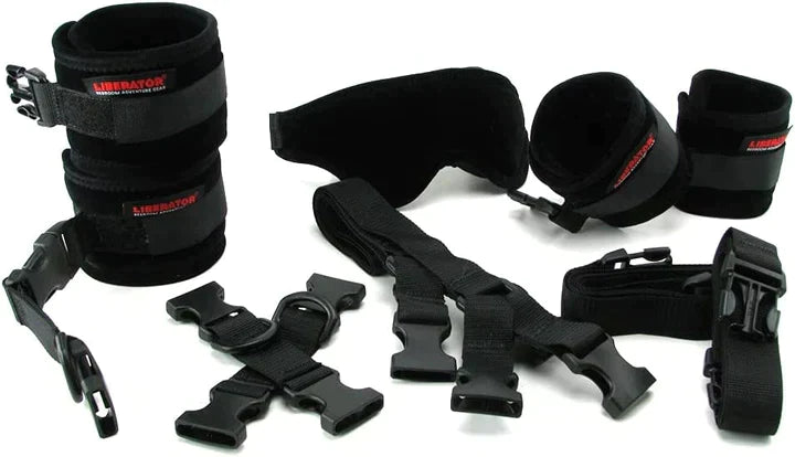 Bed Buckler Tether and Cuff Restrain Kit in Black