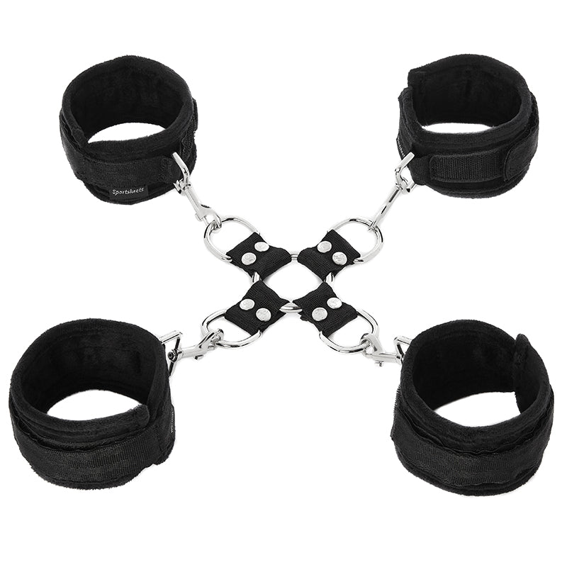 5 Piece Hog Tie & Cuff Set In Black