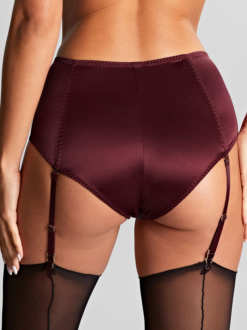 Grace Suspender Brief In Bordeaux Red - Panache