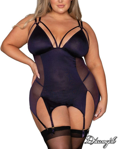 Strappy Garter Slip In Eggplant - Jolar Speck