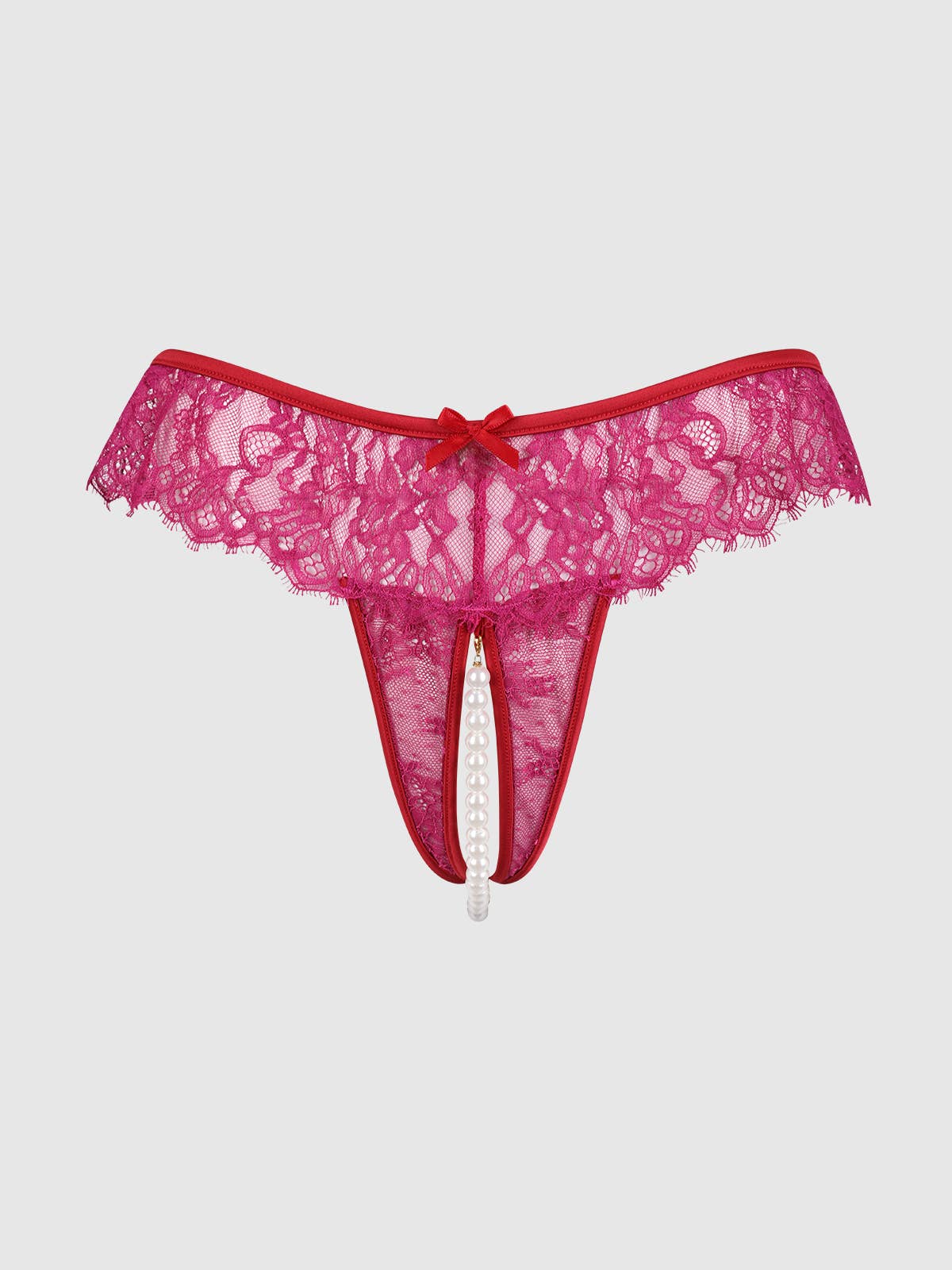 Jocelyn Lace & Pearl Crotchless Thong | House of Desire