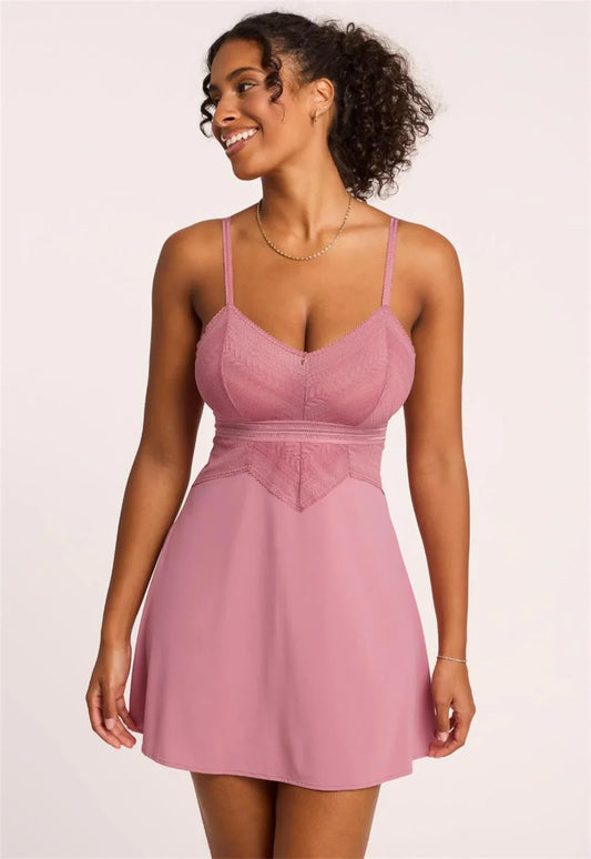 Rosaline Babydoll Set In Rose - Montelle