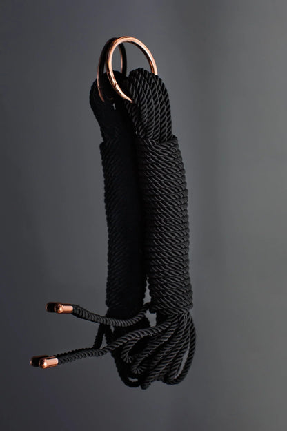 Silky Black Bondage Rope – 32 ft – Coquette