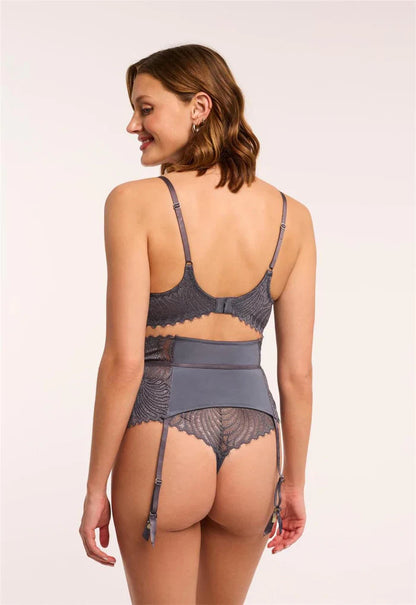 Lights Out Waist Cincher Garter In Magnet/Silver -Montelle