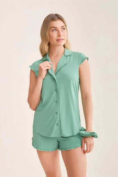 Shortie PJ Set In Agave Green - Fleurt