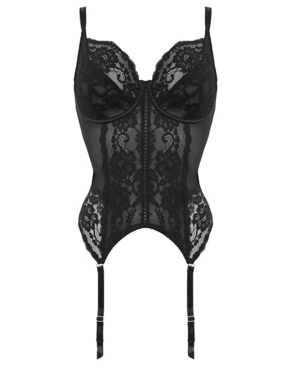 Fleur Non Padded Underwire Balcony Basque In Black - Pour Moi