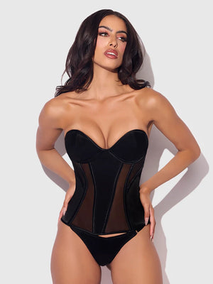 Juliet Satin & Mesh Underwire Corset - House of Desire