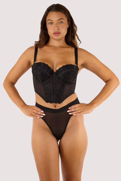 Daisy Embroidery Strapless Bustier - Wolf & Whistle