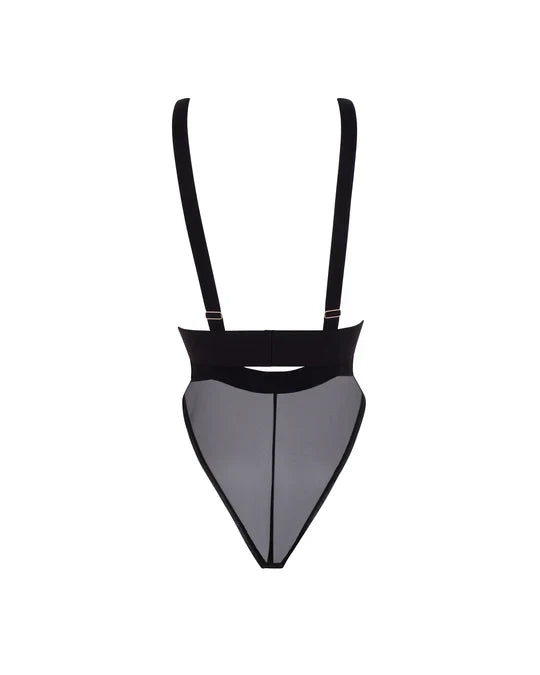 Topaz Strappy Sheer Bodysuit In Black - Bluebella