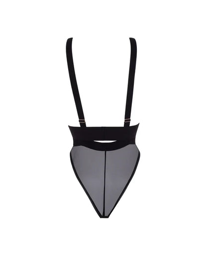 Topaz Strappy Sheer Bodysuit In Black - Bluebella