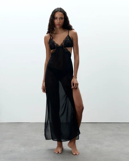Julianne Long Chemise In Black - Bluebella
