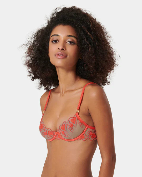 Harlow Wired Bra In Hot Coral - Bluebella