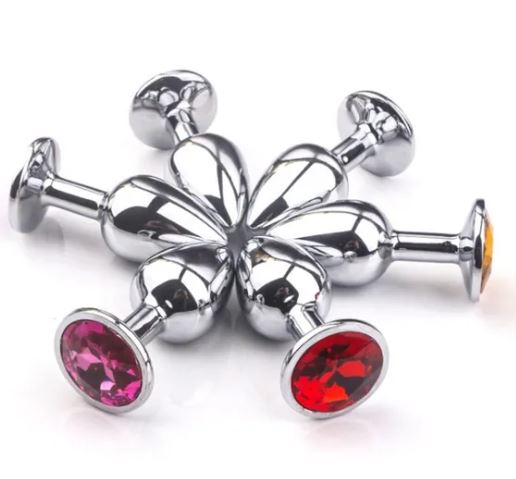 Round Stainless Steel Jeweled Small Plug In Light Pink - Pink Elephant