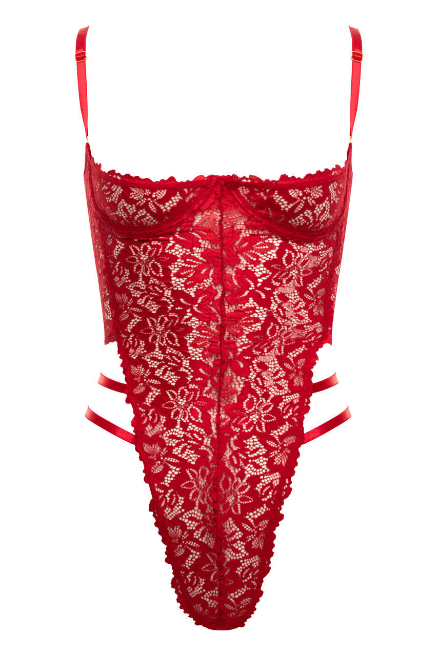 Blake Open Cup G-String Teddy In Red -Oh La La Cheri