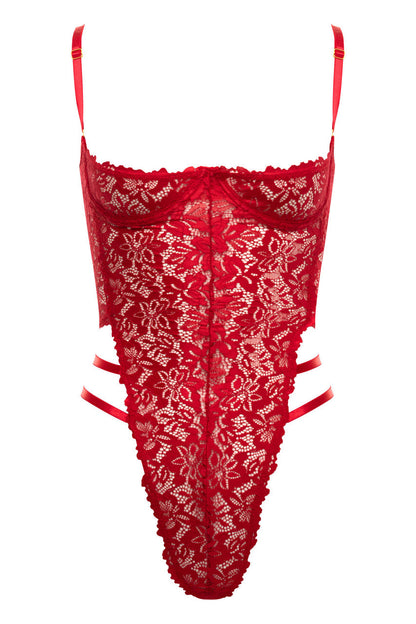 Blake Open Cup G-String Teddy In Red -Oh La La Cheri