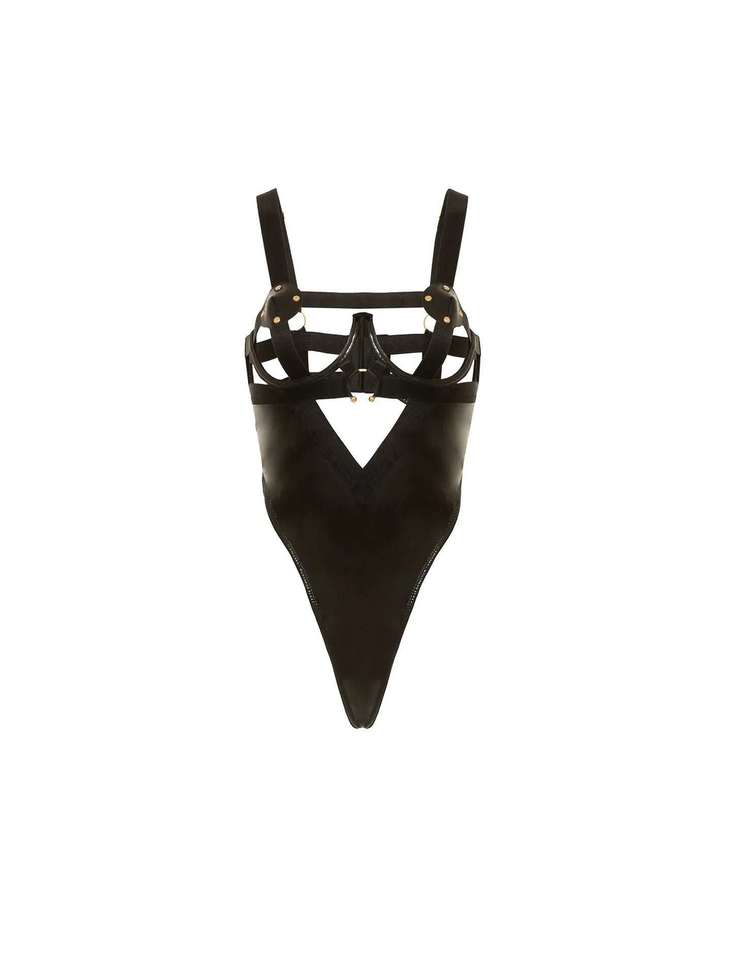Erotic Open Cup Vinyl Teddy In Black - Oh La La Cheri