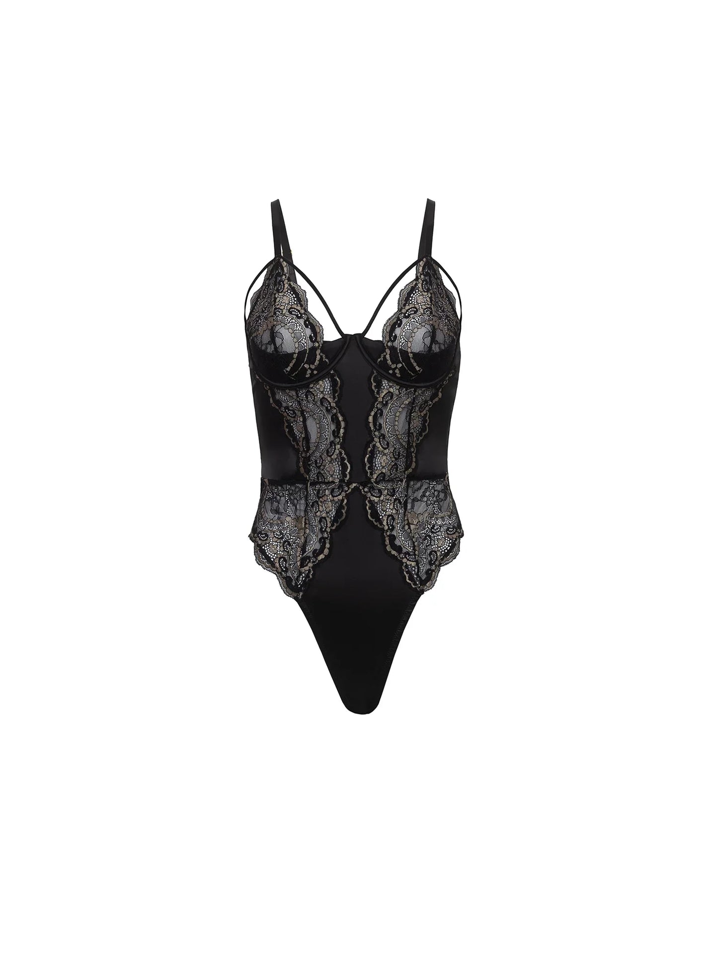 Dakota Padded Underwire Lace Teddy In Black - Oh La La Cheri