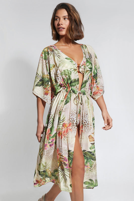 Camisola Cover-Up In Ecru Multi - Docor