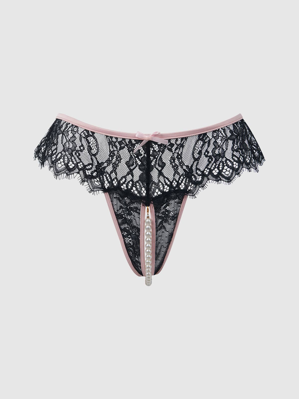 Jocelyn Lace & Pearl Crotchless Thong | House of Desire