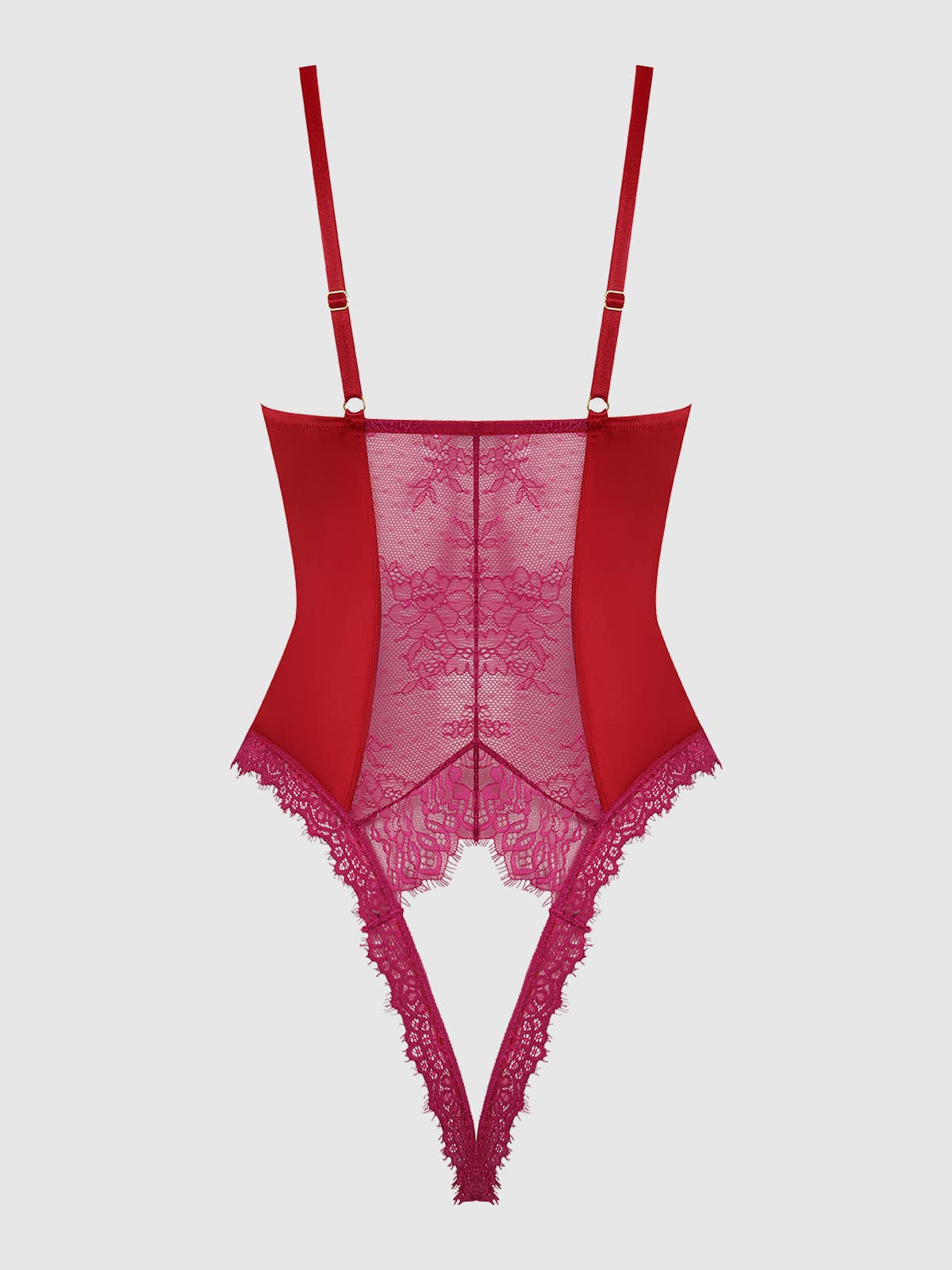 Jocelyn Satin & Lace Crotchless Teddy