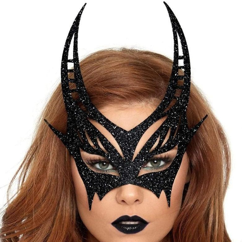 Leg Avenue Glitter Devil Mask In Black