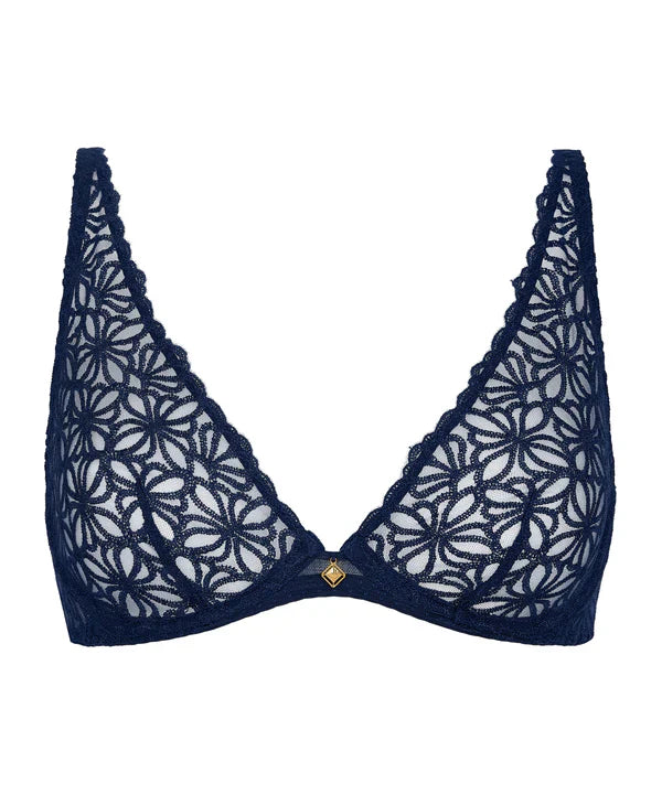 Secret Memories Ultra Plunge Triangle Bra in Deep Blue - Aubade