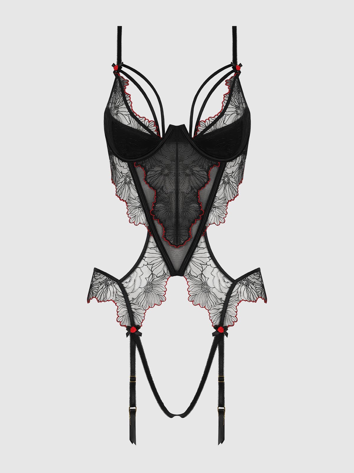 Tulle Crotchless & Open Back Teddy - House of Desire