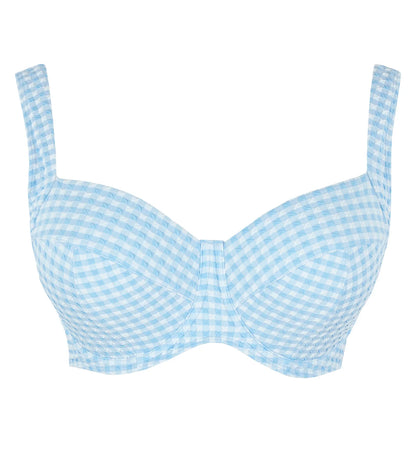 Gingham Olivia Full Cup Bikini Top In Sky Blue - Panache
