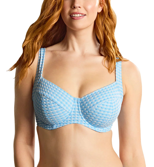 Gingham Olivia Full Cup Bikini Top In Sky Blue - Panache