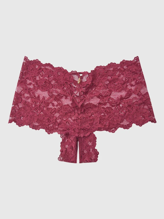 Bella Lace Crotchless Cheeky In Rhododendron - House of Desire - BraTopia