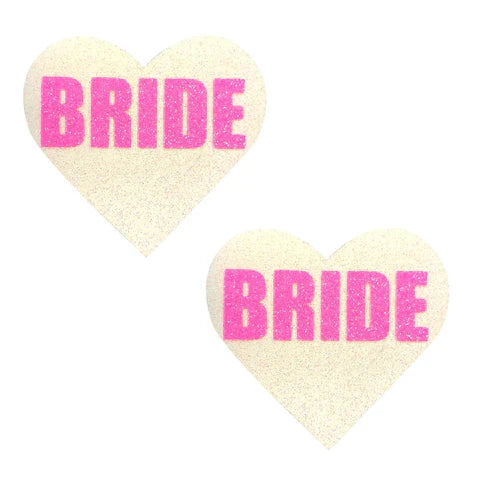 Bride Heart Nipple Cover Pasties In White & Pink - Neva Nude