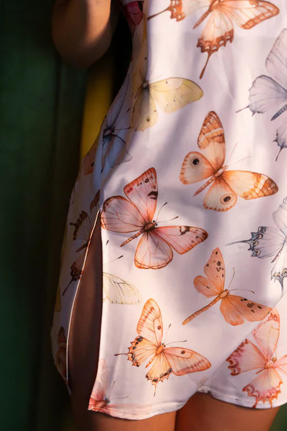 The Satin Mini Slip in Pastel Wings - Kilo Brava