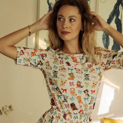 The Modal Relaxed Tee in Kitten & Bows - Kilo Brava