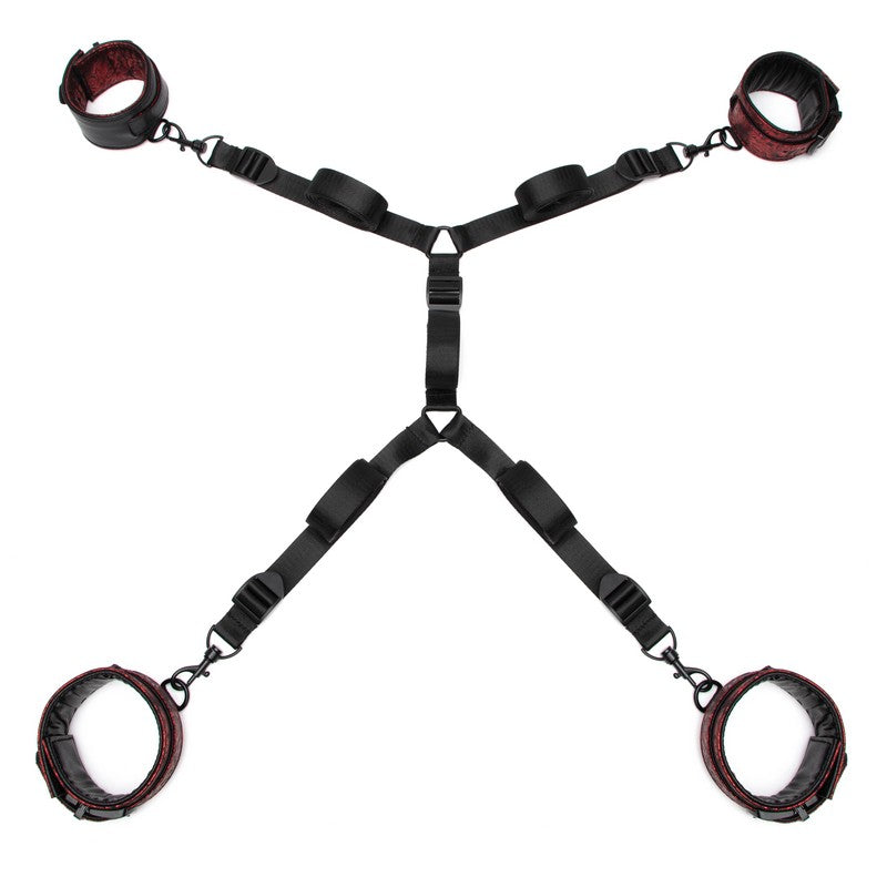 Sweet Anticipation Under Mattress Restraint Set In Black & Red