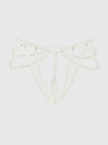 Pearl Draped Panty in White - House of Desire