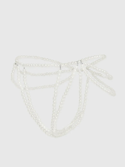 Pearl Draped Panty in White - House of Desire