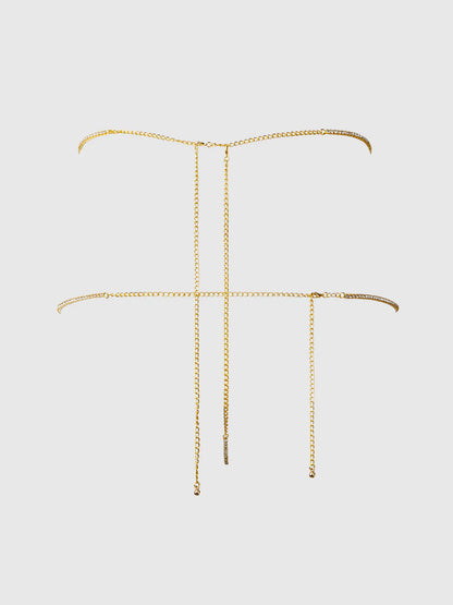 Rhinestone Swirl Knot Panty in Gold- House of Desire