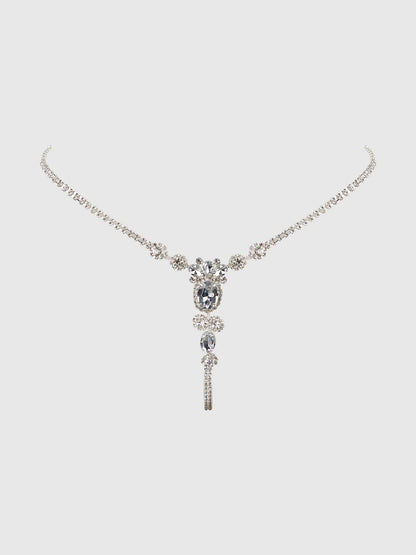 Ornate Rhinestone G-String in Silver - House of Desire