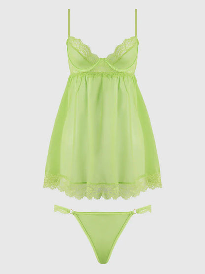 Shavon Babydoll In Lime Green - House of Desire