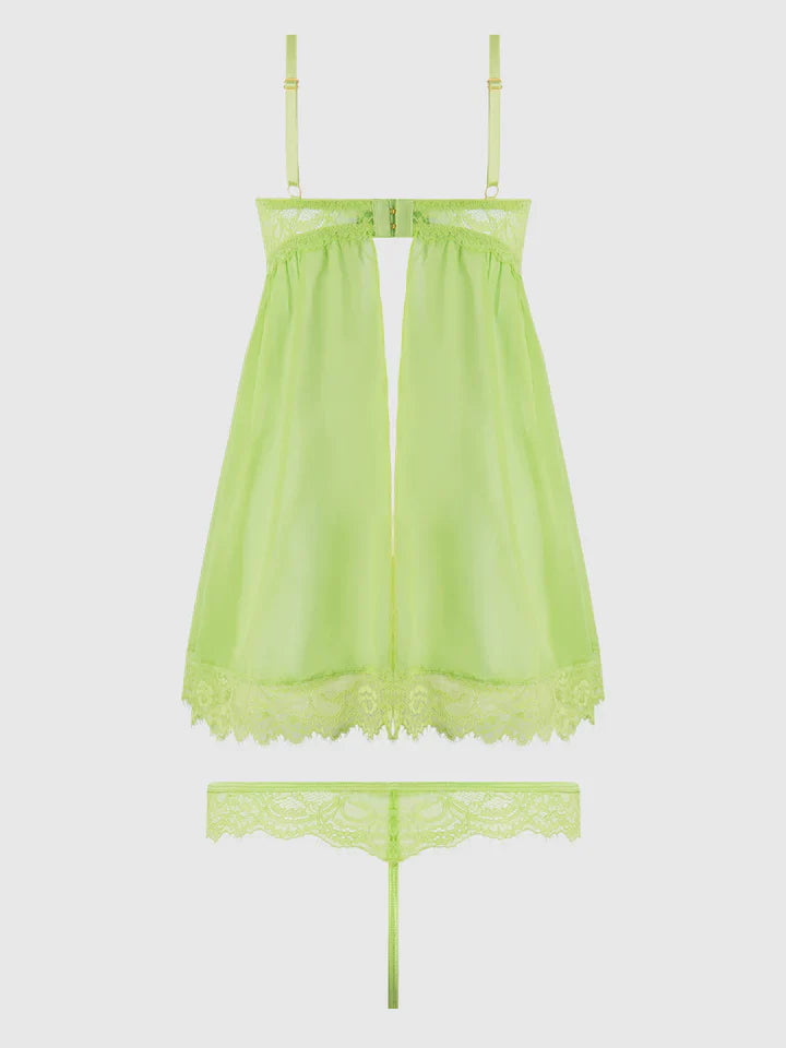 Shavon Mesh Thong In Lime Green - House of Desire