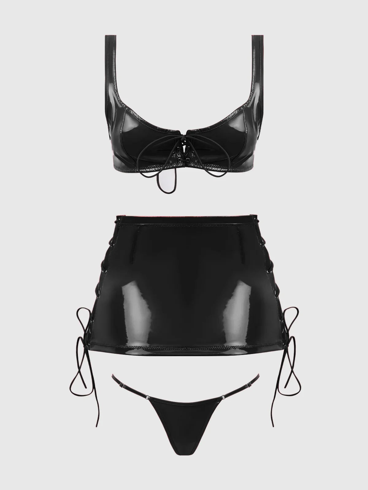 Trinity Patent Lingerie Set - House of Desire