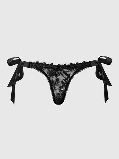 Victoria Lace Drop Off Tie Side Bikini In Black - House of Desire