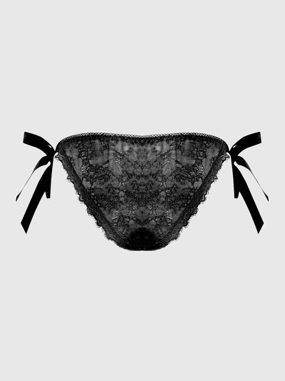 Victoria Lace Drop Off Tie Side Bikini In Black - House of Desire