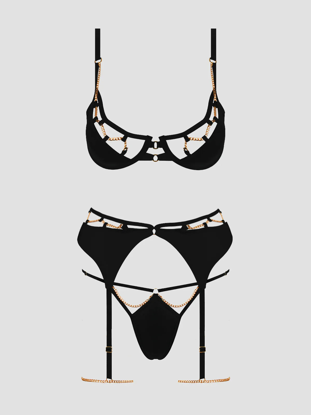 Evangeline Satin Chain Bra Set - House of Desire