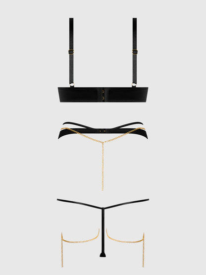 Evangeline Satin Chain Bra Set - House of Desire