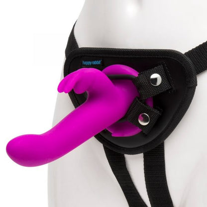 Vibrating Strap On Harness Set In Purple - Happy Rabbit